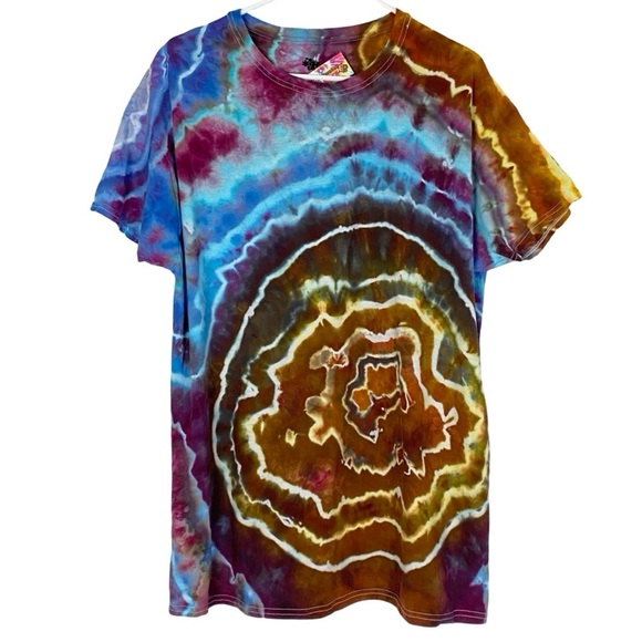 Handmade Geode Tie Dye Tee Tshirt Mens Large Unisex Cotton Short Sleeve T-Shirt - Picture 1 of 13